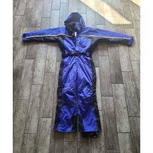 Vintage Medium Obermeyer Axis Ski One Piece Snowsuit Snow Bib Overalls Hooded